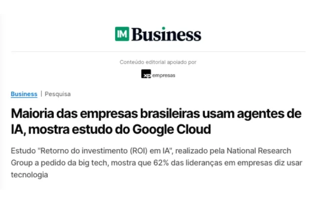 Maioria das empresas brasileiras usam agentes de IA, mostra estudo do Google Cloud